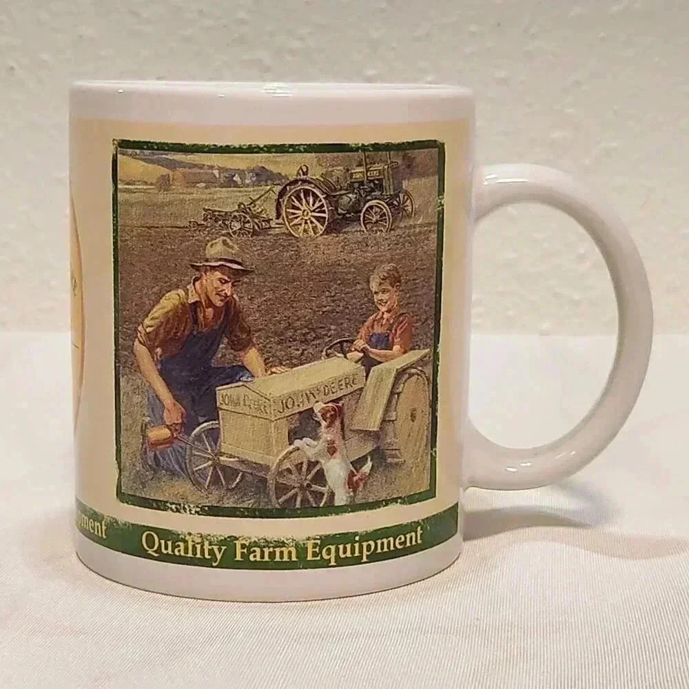 John Deere 2005 Collector Series Coffee Mug Father/Son Tractor‎ Puppy Equipment